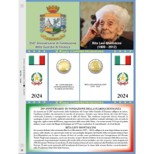 Foglio 2 Euro COMMEMORATIVI sfusi Italia 2024 per le 2 emissioni Abafil
