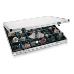 Vetrinetta in alluminio a 24 scomparti da 65x58 mm vuota Lindner 1