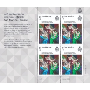 2024 40° delle relazioni ufficiali fra San Marino e Brasile 1 MF da 4 v. con illustrazione San Marino