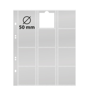 Fogli Multi Collect a 12 tasche per monete da 50 mm e oblo 5 pz. Lindner 1