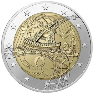 2024 2 Euro Olimpiadi di Parigi 2024 La torcia olimpica FDC da rotolino Francia