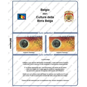Inserto 2 5 Euro commemorativo Belgio Birra Belga in coin card 2021 Master Phil