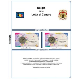 Inserto 2 Euro commemorativo Belgio Lotta contro il cancro in coin card 2024 Master Phil