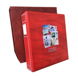 Cartella a 4 anelli CARTOLINE FILATELICHE con custodia vuota Rossa Master Phil 1