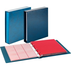Cartella a 4 anelli KARAT con custodia in cartoncino e 10 fogli assortiti Blu Lindner 1