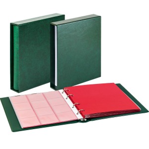 Cartella a 4 anelli KARAT con custodia in cartoncino e 10 fogli assortiti Verde Lindner 1