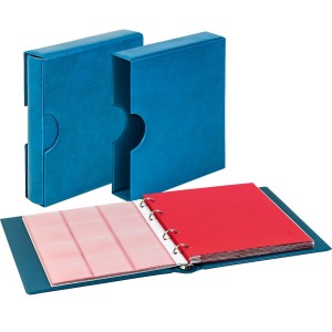 Cartella a 4 anelli KARAT con custodia in similpelle e 10 fogli assortiti Blu Lindner 1