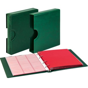 Cartella a 4 anelli KARAT con custodia in similpelle e 10 fogli assortiti Verde Lindner 1