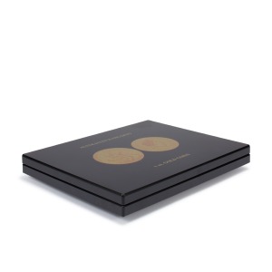 Cofanetto VOLTERRA in legno con 1 ripiano a 30 caselle rotonde per once oro Australian Kangaroo in capsula Nero Leuchtturm 1