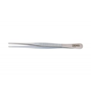 Pinzetta per francobolli in acciaio inox a punta dritta tonda da 11 5 cm con astuccio Lindner 1