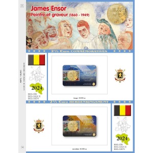 Foglio 2 5 Euro Belgio 2024 James Ensor in coin card doppia versione Abafil
