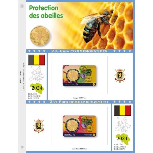 Foglio 2 5 Euro Belgio 2024 Protezione delle api in coin card doppia versione Abafil