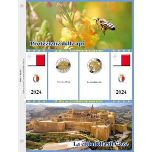 Foglio 2 Euro COMMEMORATIVI Malta 2024 Api e Gozo sfusi Abafil