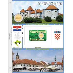 Foglio 2 Euro COMMEMORATIVO Croazia 2024 Centro storico di Varazdin in coin card Abafil