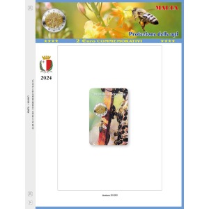 Foglio 2 Euro COMMEMORATIVO Malta 2024 Protezione delle api in folder Abafil