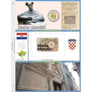 Foglio 2 Euro COMMEMORATIVO Croazia 2024 Marko Marulic in coin card Abafil