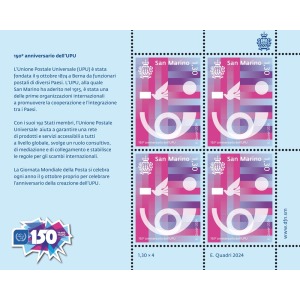 2024 150° dell Unione Postale Universale 1 MF da 4 v. con illustrazione San Marino