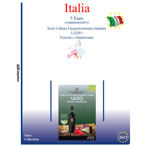 Inserto 5 Euro Italia Frascati e Amatriciana in folder 2023 Master Phil