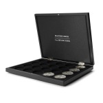 Cofanetto VOLTERRA in legno con 1 ripiano a 20 caselle rotonde per once Ag. Croce Maltese in capsula Nero Leuchtturm 1