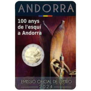 2024 2 Euro 100° di sci ad Andorra FDC in blister Andorra blister 1