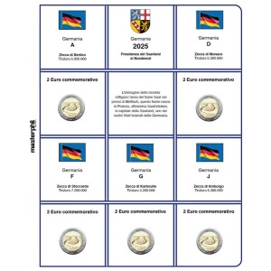 Inserto 2 Euro commemorativi Germania 5 Zecche Saarland 2025 Master Phil