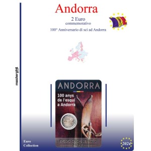 Inserto 2 Euro commemorativo Sci ad Andorra in blister 2024 Master Phil