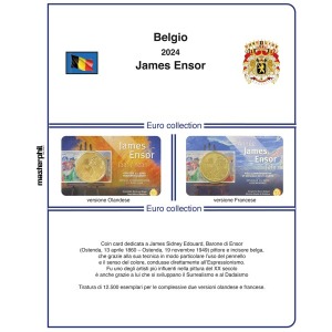 Inserto 2 5 Euro commemorativo Belgio James Ensor in coin card 2024 Master Phil