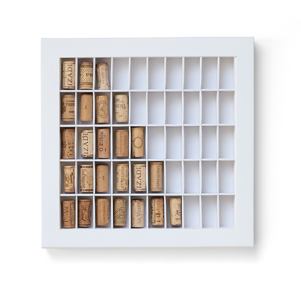 Espositore Da Parete Per Tappi Di Sughero – Design Marittimo Bianco E Azzurro, 17x8x27 Cm, In MDF