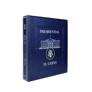 Cartella a 4 anelli DOLLAR per 1 Dollaro Presidenti USA PROOF con custodia vuota Blu Master Phil 1