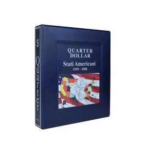 Cartella a 4 anelli QUARTER DOLLAR 1999 2008 per i 25 c. Gli Stati USA FDC con custodia vuota Blu Master Phil 1