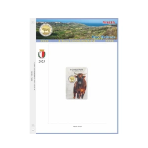 Foglio 2 Euro COMMEMORATIVO Malta 2025 Bue maltese in folder Abafil
