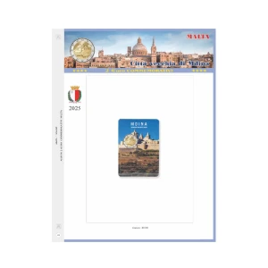 Foglio 2 Euro COMMEMORATIVO Malta 2025 Vecchia citta di Mdina in folder Abafil