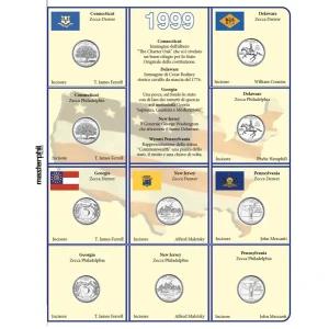 Inserti QUARTER DOLLAR 1999 per i 25 c. Gli Stati USA Zecche D e P FDC Master Phil