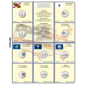 Inserti QUARTER DOLLAR 2000 per i 25 c. Gli Stati USA Zecche D e P FDC Master Phil