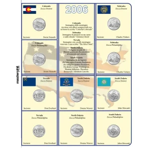 Inserti QUARTER DOLLAR 2006 per i 25 c. Gli Stati USA Zecche D e P FDC Master Phil