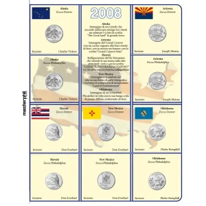Inserti QUARTER DOLLAR 2008 per i 25 c. Gli Stati USA Zecche D e P FDC Master Phil