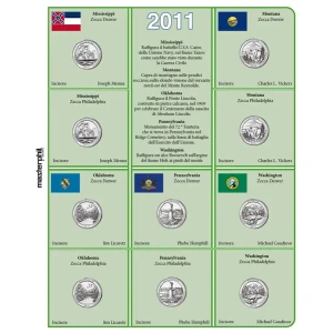 Inserti per le 10 monete 25 c. Parchi Nazionali USA Zecche D P e S FDC 2011 Master Phil