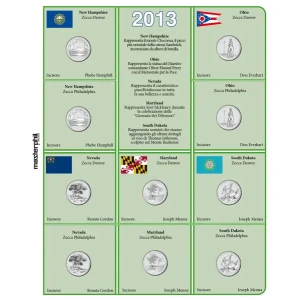 Inserti per le 15 monete 25 c. Parchi Nazionali USA Zecche D P e S FDC 2013 Master Phil 1