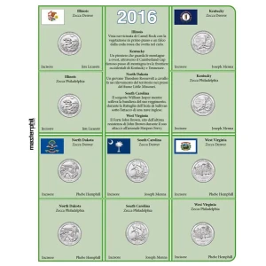 Inserti per le 15 monete 25 c. Parchi Nazionali USA Zecche D P e S FDC 2016 Master Phil 1
