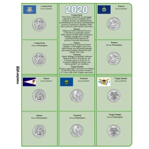 Inserti per le 15 monete 25 c. Parchi Nazionali USA Zecche D P e S FDC 2020 Master Phil 1