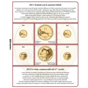 Inserto per le 2 monete 1 Dollaro Nativi USA Zecche D e P FDC 2011 2012 Master Phil