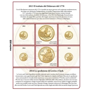 Inserto per le 2 monete 1 Dollaro Nativi USA Zecche D e P FDC 2013 2014 Master Phil