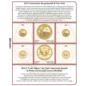 Inserto per le 2 monete 1 Dollaro Nativi USA Zecche D e P FDC 2015 2016 Master Phil
