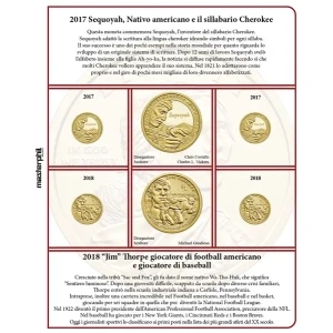 Inserto per le 2 monete 1 Dollaro Nativi USA Zecche D e P FDC 2017 2018 Master Phil