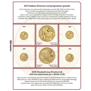 Inserto per le 2 monete 1 Dollaro Nativi USA Zecche D e P FDC 2019 2020 Master Phil