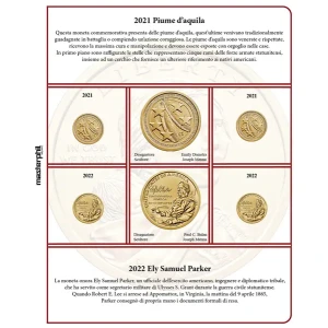 Inserto per le 2 monete 1 Dollaro Nativi USA Zecche D e P FDC 2021 2022 Master Phil