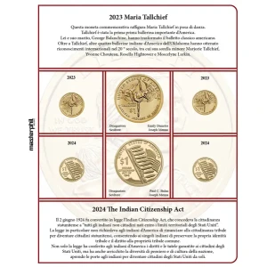 Inserto per le 2 monete 1 Dollaro Nativi USA Zecche D e P FDC 2023 2024 Master Phil