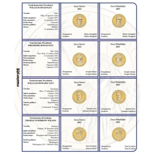Inserto per le 8 monete 1 Dollaro Presidenti USA Zecche D e P FDC 2013 Master Phil