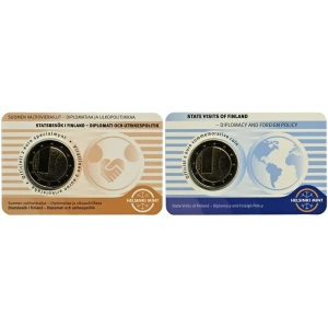 2025 2 Euro Visite di Stato in Finlandia Diplomazia e politica estera coppia di coin card differenti Finlandia 1