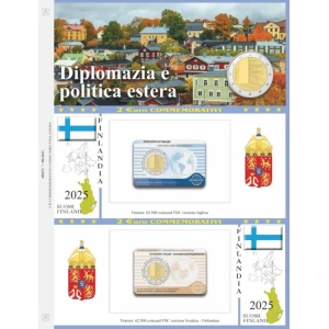Foglio 2 Euro COMMEMORATIVO Finlandia 2025 Visite di Stato in due coin card Abafil